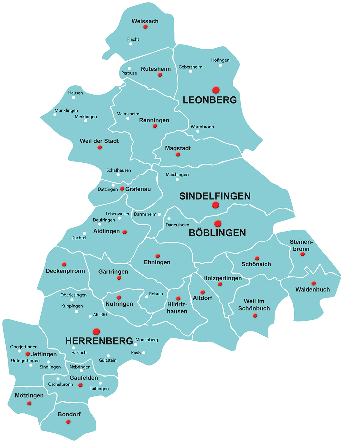 Kreiskarte mit Gemeinden Kreiskarte mit Gemeinden
