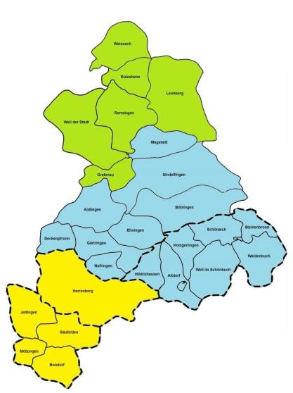 Landkreiskarte mit Zuständigkeiten