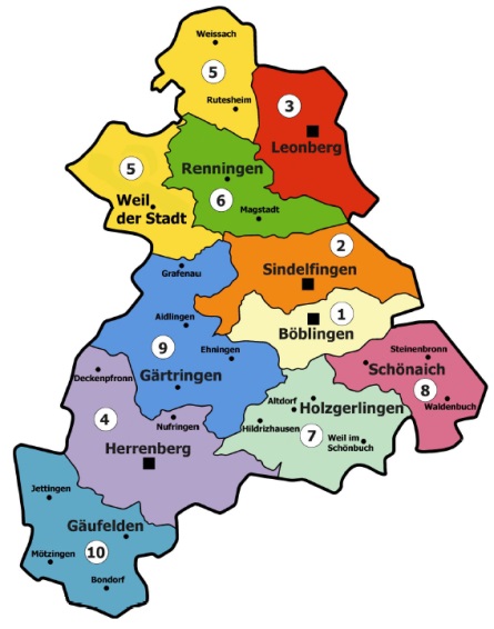 Karte Wahlkreise für Kreistagswahl Karte Wahlkreise für Kreistagswahl