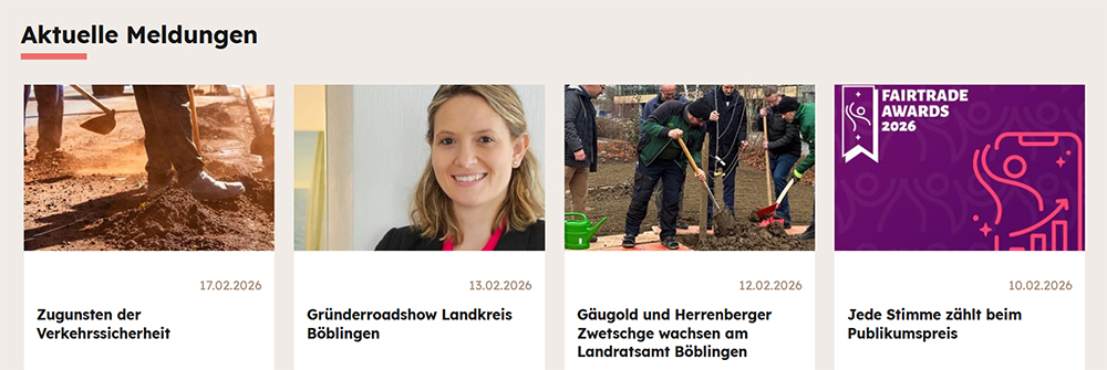 Screenshot der aktuellen Meldungen